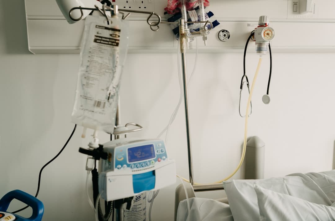 Medical monitoring equipment at a hospital bedside ward